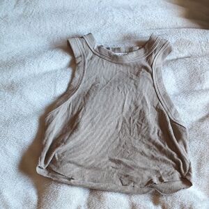 Joah Brown Beige Ribbed Top